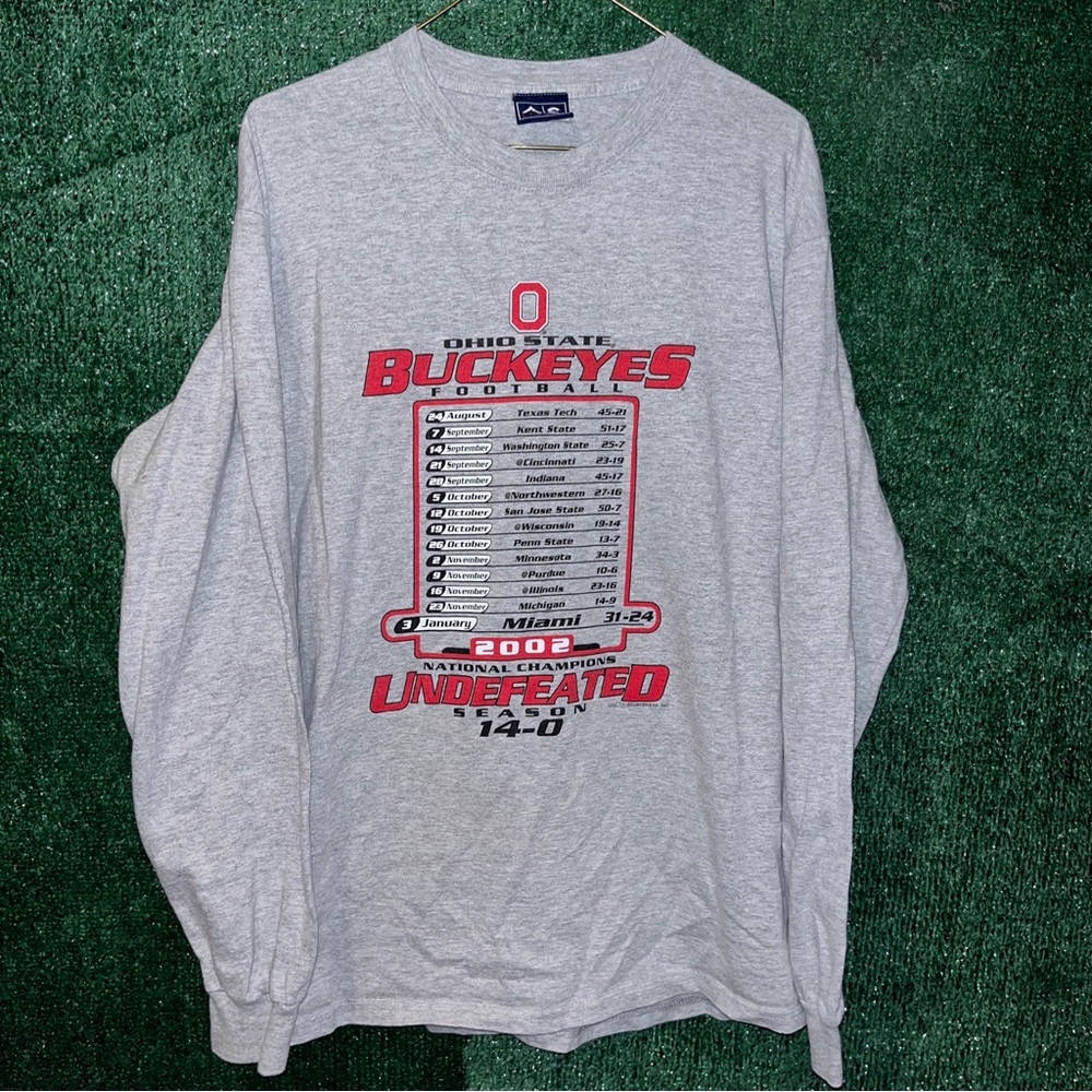 Ohio State University Gray 2002 Undefeated Longsleeve Shirt M AS tag